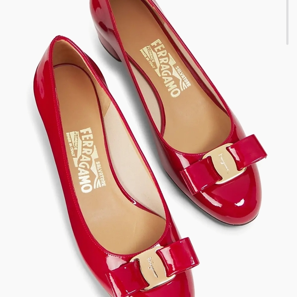 Salvatore Ferragamo Red Patent Leather Ballet Flats